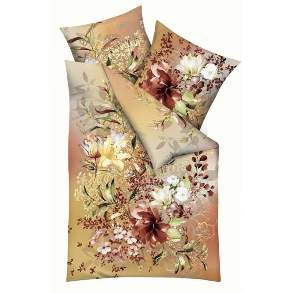 Kaeppel Satin Bettwäsche Philomena, Größe 135x200+80x80 cm Kissenbezug, topas
