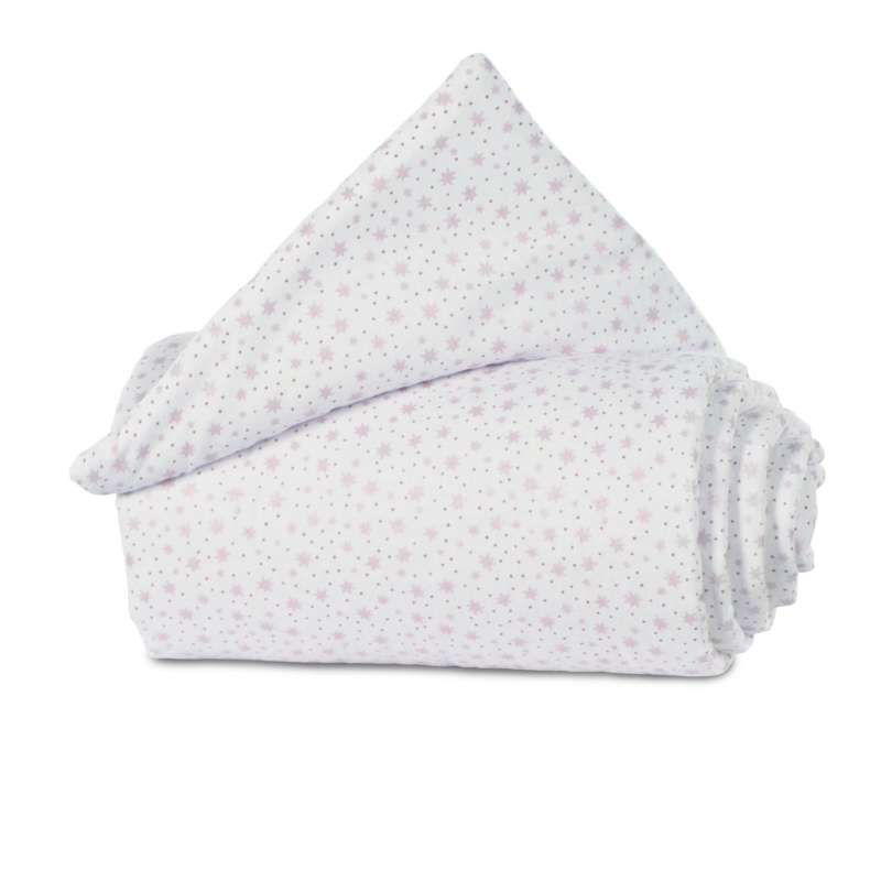 babybay Gitterschutz Organic Cotton für Verschlussgitter, weiß Glitzersterne rosé