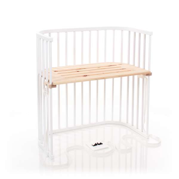 babybay Boxspring Beistellbett, weiß lackiert mit Liegefläche aus Zirbelkiefer