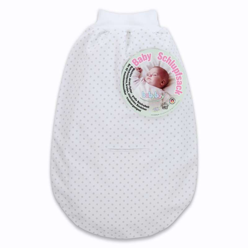 babybay Schlupfsack Organic Cotton mit Gurtschlitz, weiß Punkte perlgrau