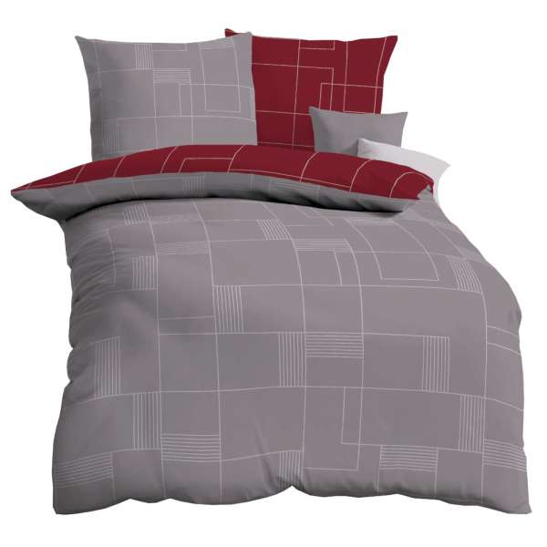Kaeppel Mako Satin Wendebettwäsche Uptown, Größe 135x200+80x80 cm, rubin