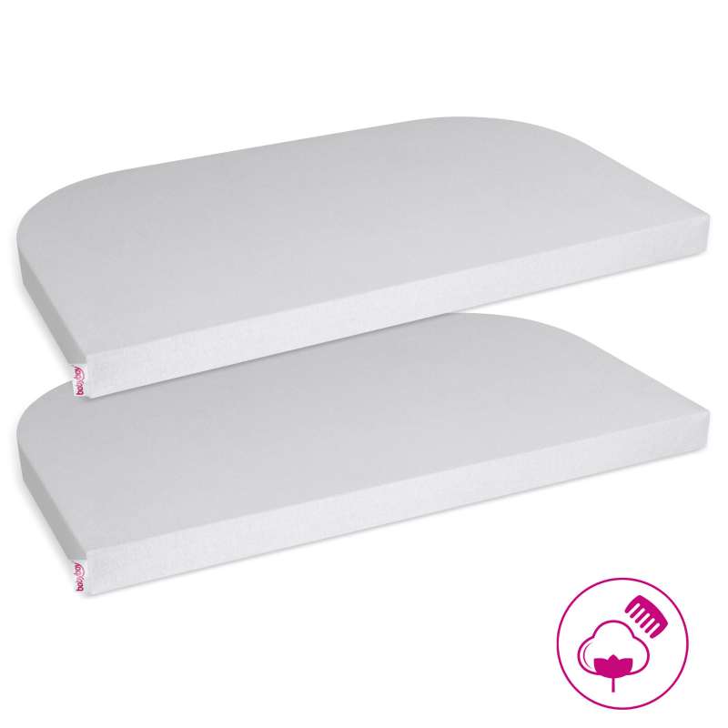 babybay Jersey Spannbetttuch Deluxe Doppelpack passend für Modell Boxspring XXL, zartgrau