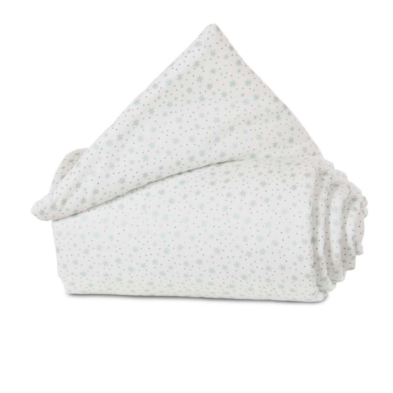 babybay Gitterschutz Organic Cotton für Verschlussgitter, weiß Glitzersterne mint