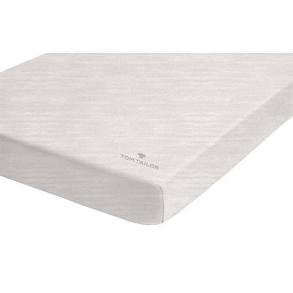 Tom Tailor Melange-Jersey Spannbetttuch UNI-MELANGE, Farbe white sand 140/160x200 cm