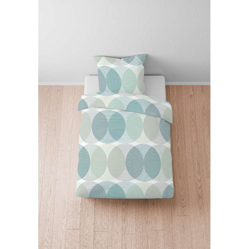 Biberna Tencel Bettwäsche Kreise, 135 x 200 cm + 80 x 80 cm, aqua