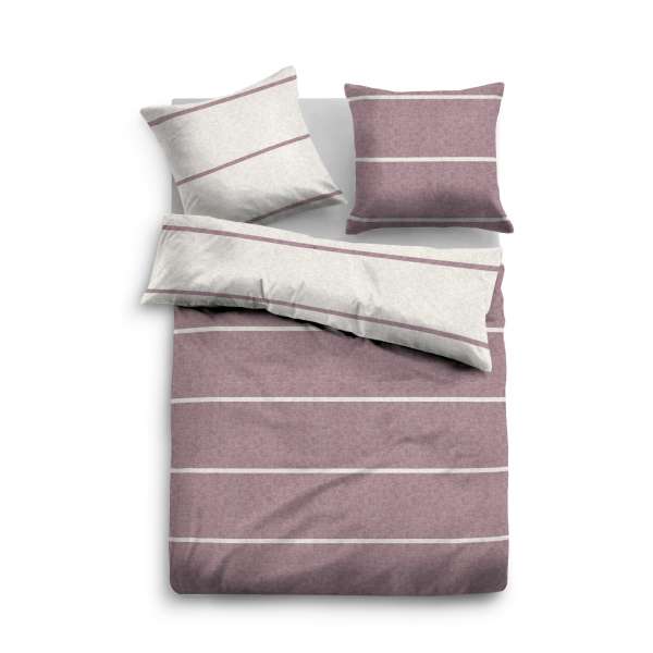 Tom Tailor Melange Flanell-Wendebettwäsche Malve, Größe 155x220/80x80 cm
