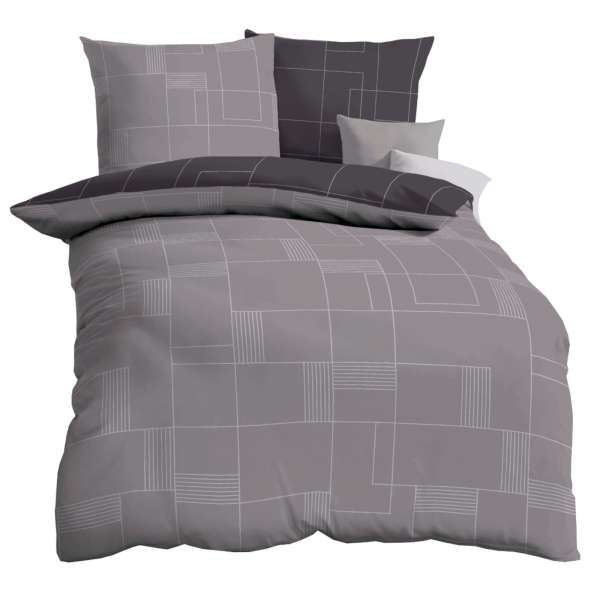 Kaeppel Mako Satin Wendebettwäsche Uptown, Größe 155x220+80x80 cm, zinn