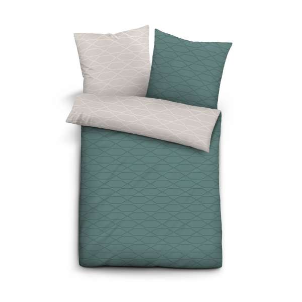 Biberna Mako Satin Wendebettwäsche 636050-019, Größe 135x200 cm, grün