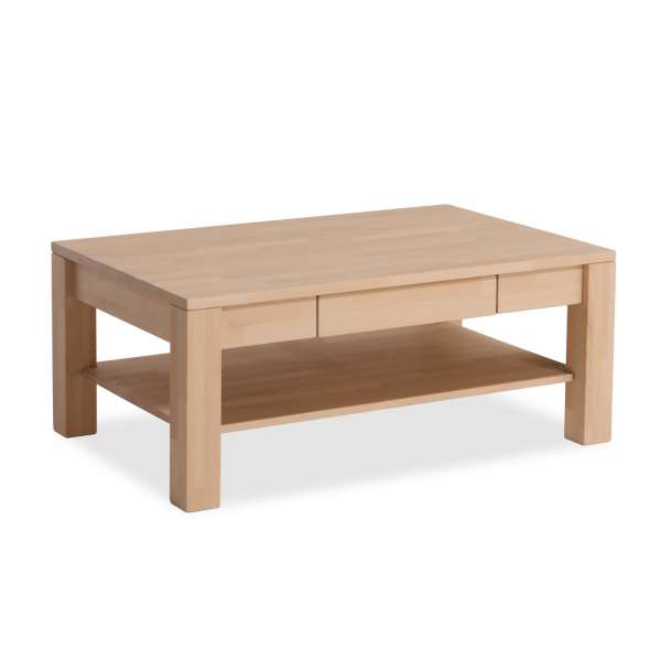 DICO Möbel Couchtisch CS 100 B Massivholz Buche/Wildeiche Größe 120x80 cm mit Ablage und Schublade