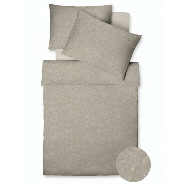 Fleuresse Vegane Mako Satin Bettwäsche Farbe Perlbeige Größe 155x220+80x80 cm Kopfkissen