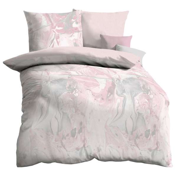 Kaeppel Mako Satin Bettwäsche Carrara, Größe 135x200+80x80 cm, rosé