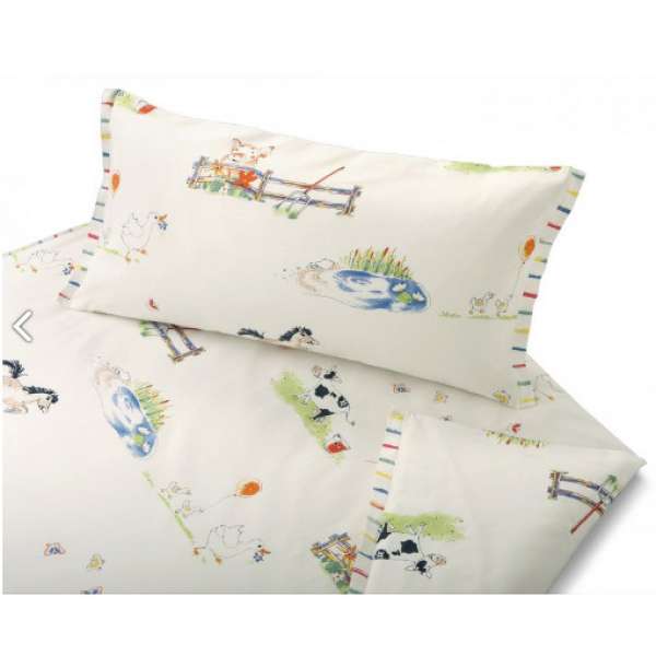 Cotonea Satin Kinderbettwäsche Auf dem Lande Größe 80x80+35x40 cm Kissenbezug