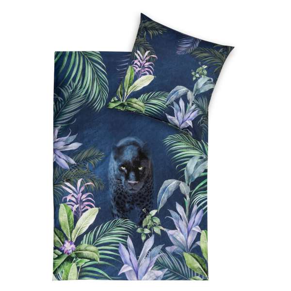 Estella Mako-Satin-Bettwäsche Shadow Größe 135x200/80x80 cm 2-teilig, nachtblau
