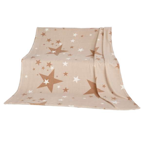 Gözze Heim- und Schlafdecke Kuscheldecke Wohndecke Stars 150x200 cm taupe