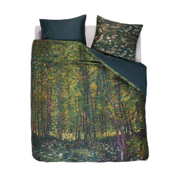 beddinghouse Satin Bettwäsche van Gogh Trees, Größe 200x200/80x80 cm, green