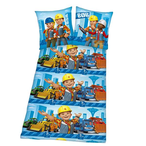 Herding Flanell Kinderbettwäsche Bob der Baumeister 135x200 cm Flanell