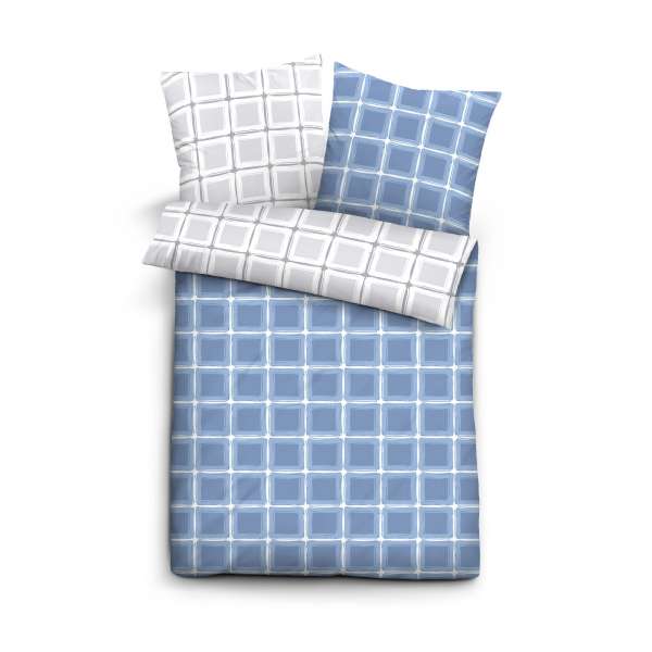 Castell Baumwoll Satin Bettwäsche 60889-256 Größe 135x200/80x80 cm blau