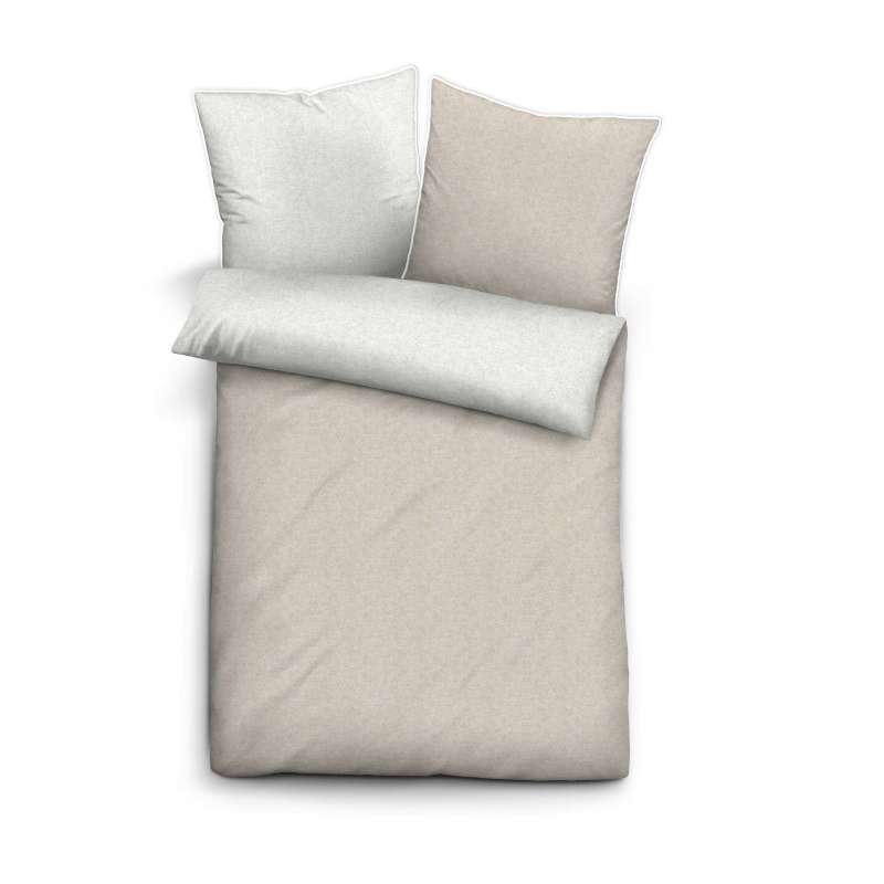 Biberna Melange Flanell-Wendebettwäsche, Größe 155x220 cm, kitt
