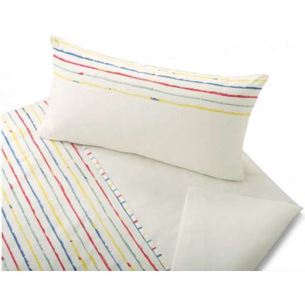 Cotonea Bio-Satin Kinder-Wendebettwäsche Stripy Größe 135x200+40x80 cm Kissenbezug