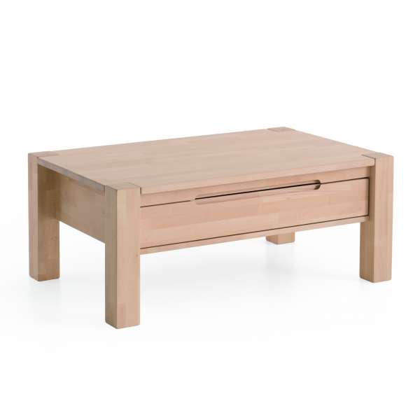 DICO Möbel Couchtisch CT 101 Massivholz Buche/Wildeiche Größe 120x80 cm mit Schublade