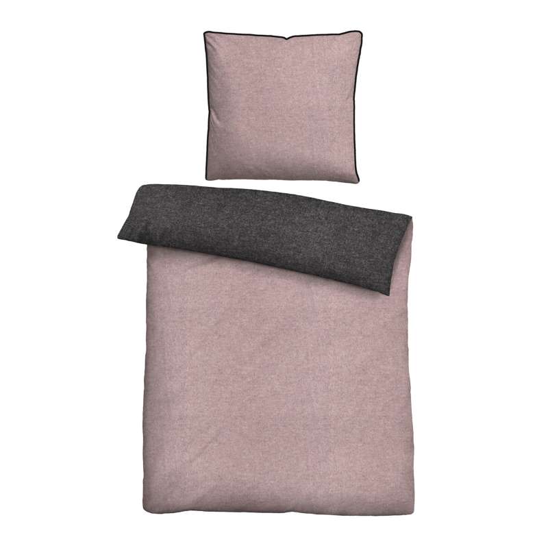Biberna Melange Flanell-Wendebettwäsche 0840500-140, Größe 135x200 cm, brombeer