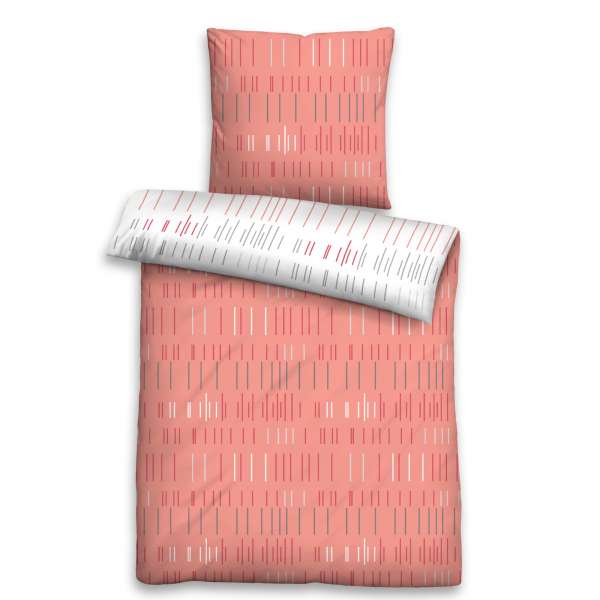 Biberna Soft Seersucker Wendebettwäsche 24229-178 Größe 135x200/80x80 cm rosé