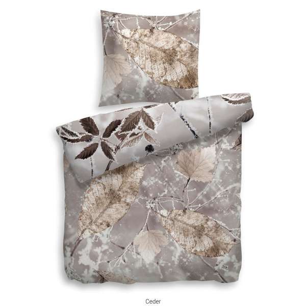 Heckett Lane Refined Satin Bettwäsche Ceder 155x220 cm taupe