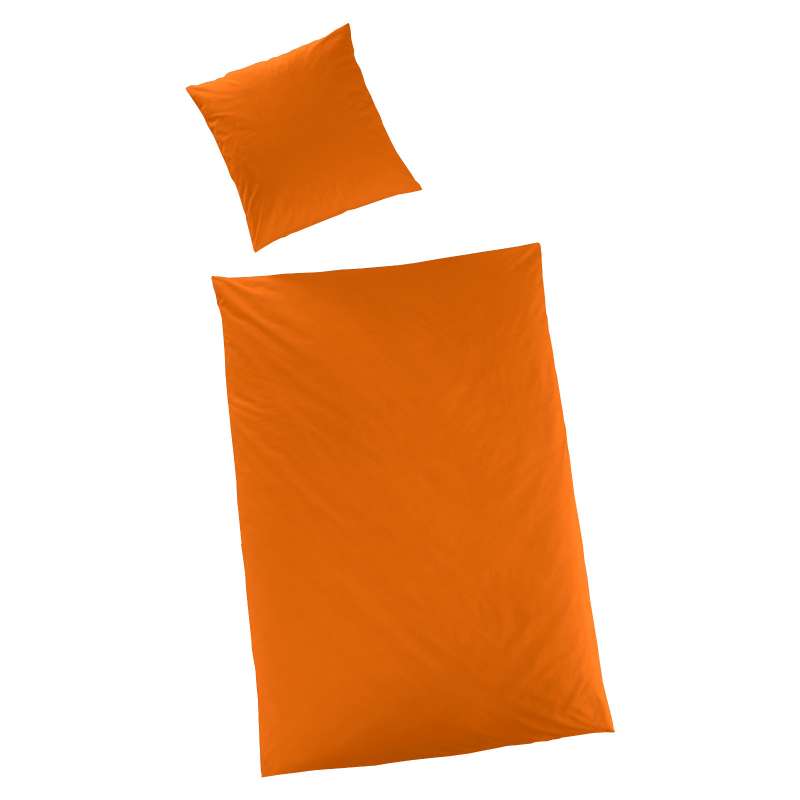 Hahn Haustextilien Luxus-Satin Bettwäsche uni Farbe orange Größe 135x200 cm
