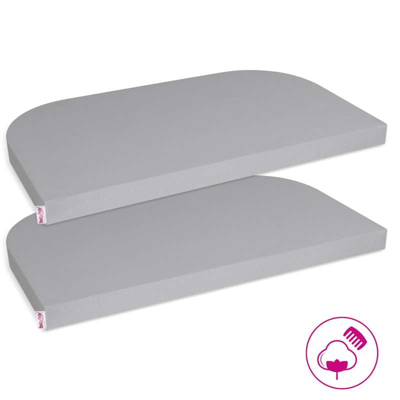 babybay Jersey Spannbetttuch Deluxe Doppelpack passend für Modell Boxspring XXL, grau