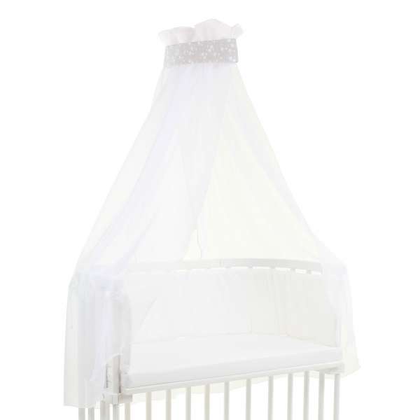 babybay Himmel Piqué mit Band für alle Modelle, perlgrau Sterne weiß