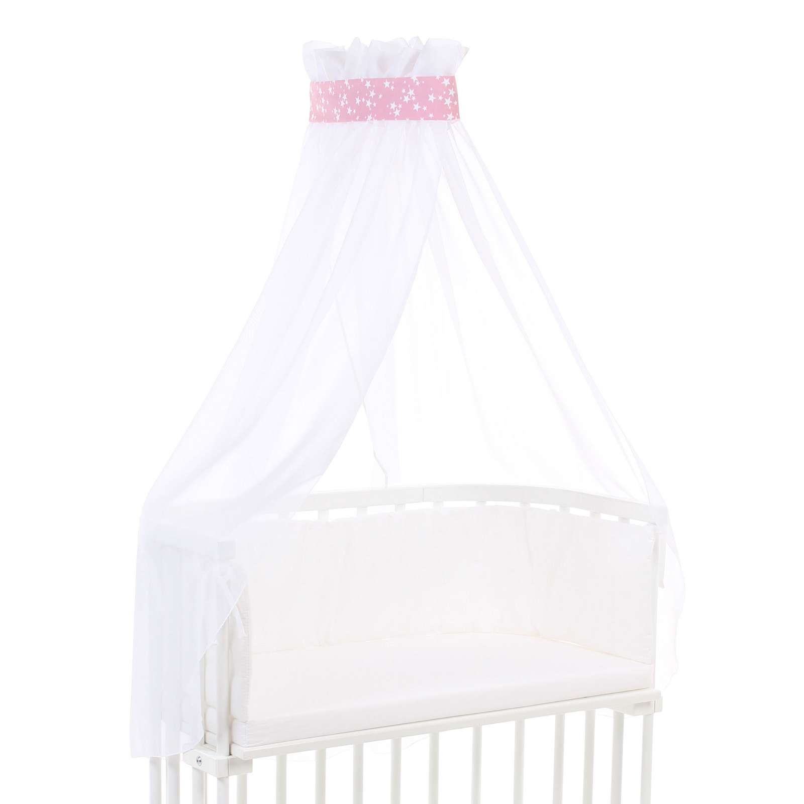 Babybay Himmel Pique Mit Band Fur Alle Modelle Beere Sterne Weiss