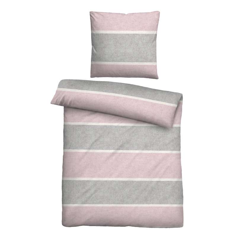 Biberna Melange Flanell-Wendebettwäsche 0840506-111, Größe 155x220 cm, rosé
