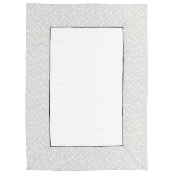 babybay Krabbeldecke Größe 135x100 cm, weiß/perlgrau Sterne weiß