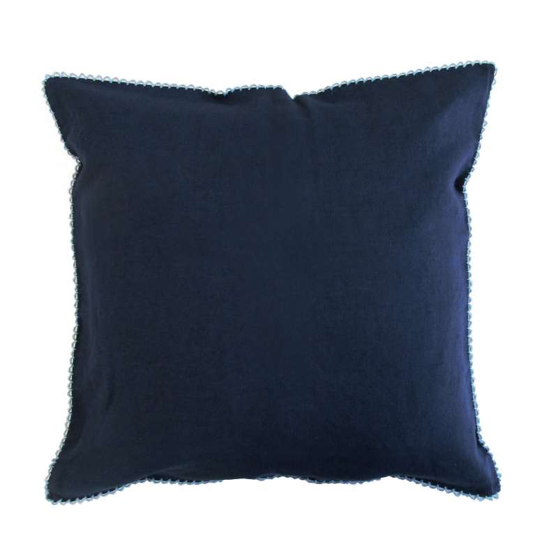 Fleuresse Halbleinen-Kissenbezug mit Zierstich, navy, Größe 40x40 cm