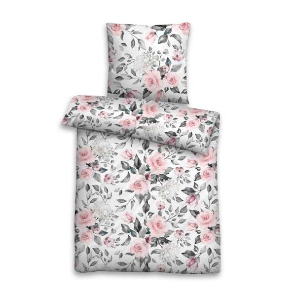 Castell Baumwoll Satin Bettwäsche Rosen Größe 135x200/80x80 cm multi