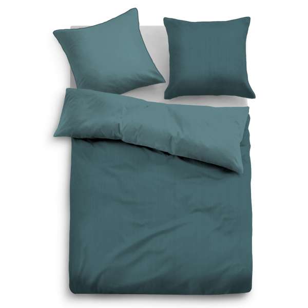 Tom Tailor Satin Bettwäsche UNIOPTIK - ZARTE STREIFEN Größe 155x200/80x80 cm petrol