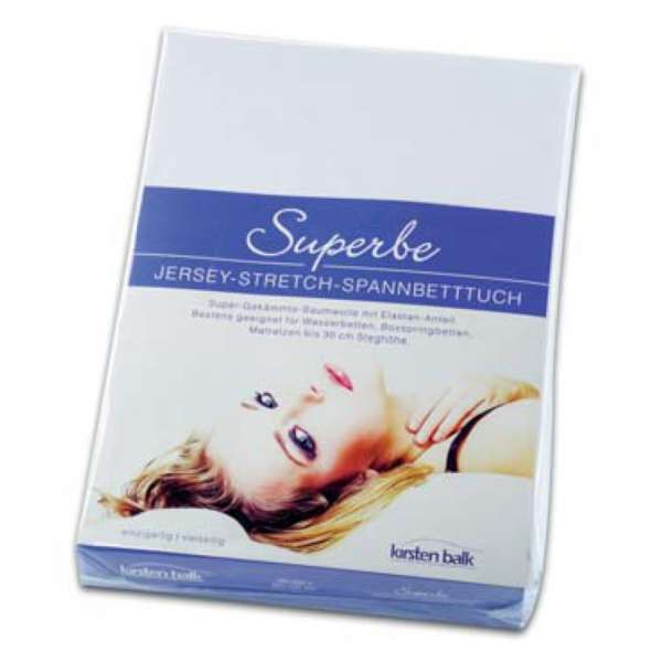 Kirsten Balk Jersey- Stretch- Spannlaken SUPERBE, Größe 140-160x200-220 cm, weiß