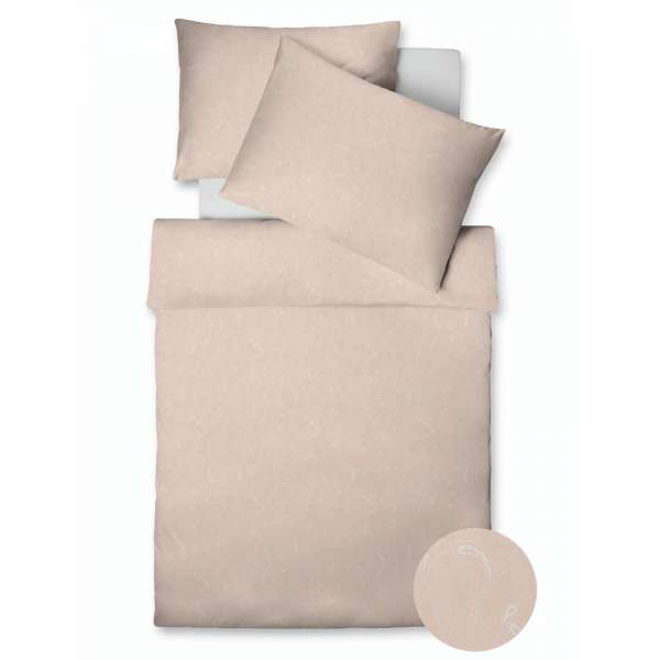Fleuresse Vegane Mako Satin Bettwäsche Farbe Mandelblüte Größe 155x220+80x80 cm Kopfkissen