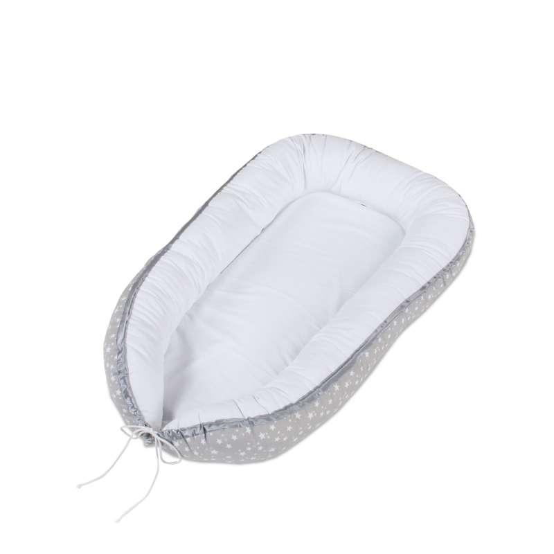 babybay Kuschelnest, perlgrau Sterne weiß