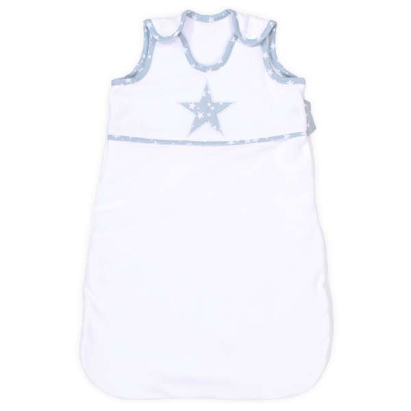 babybay Schlafsack Organic Cotton, weiß Applikation Stern azurblau Sterne weiß