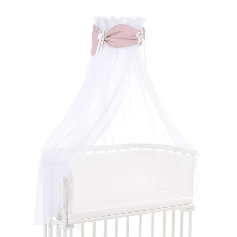 babybay Himmel Organic Cotton Royal mit Schleife passend für alle Modelle, rosé Glitzerpunkte gold