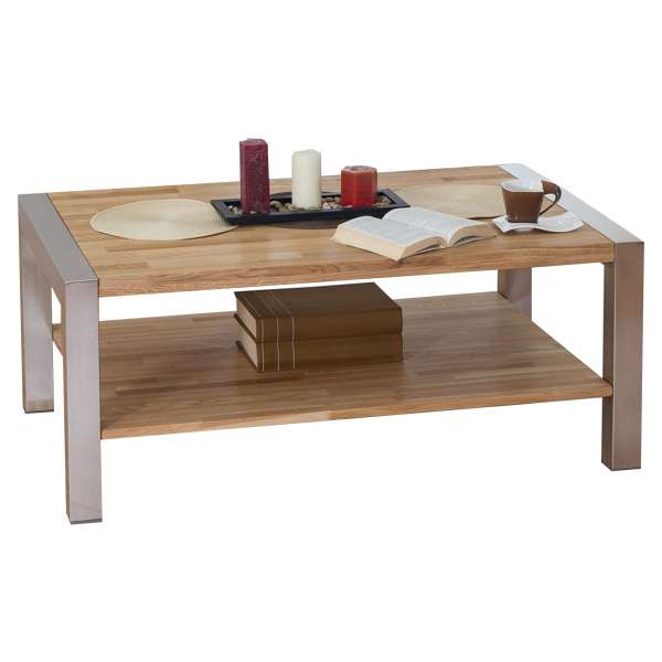 DICO Couchtisch CT 066B Massivholz Buche mit Edelstahlkufen Größe 70x70 cm