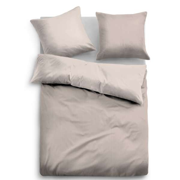 Tom Tailor Satin Bettwäsche UNIOPTIK - ZARTE STREIFEN Größe 200x200/80x80 cm beige
