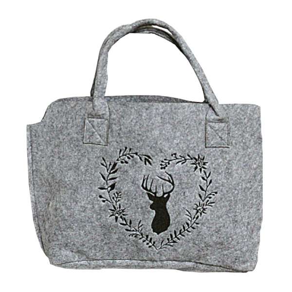 Hossner Filztasche mit Hirsch, grau Größe 50x12x52 cm