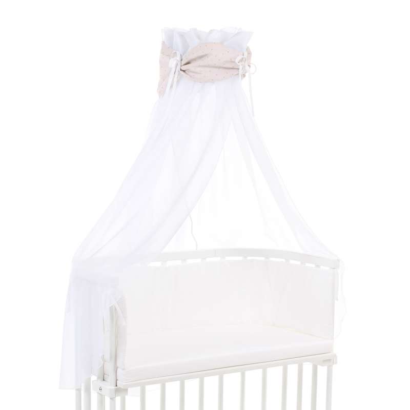 babybay Himmel Organic Cotton Royal mit Schleife passend für alle Modelle, beige Glitzerpunkte gold