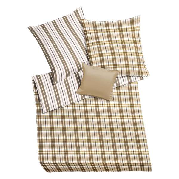 Fleuresse Flanell Bettwäsche Lech Größe 135x200 cm Farbe Goldschimmer