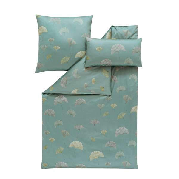 Estella Mako-Satin-Bettwäsche Ginko Größe 135x200/80x80/40x80 cm 3-teilig, salbei
