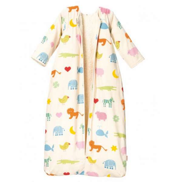 Cotonea Bio-Baumwolle Kinderschlafsack mit Plüschfutter/abnehmbare Ärmel Arche Noah