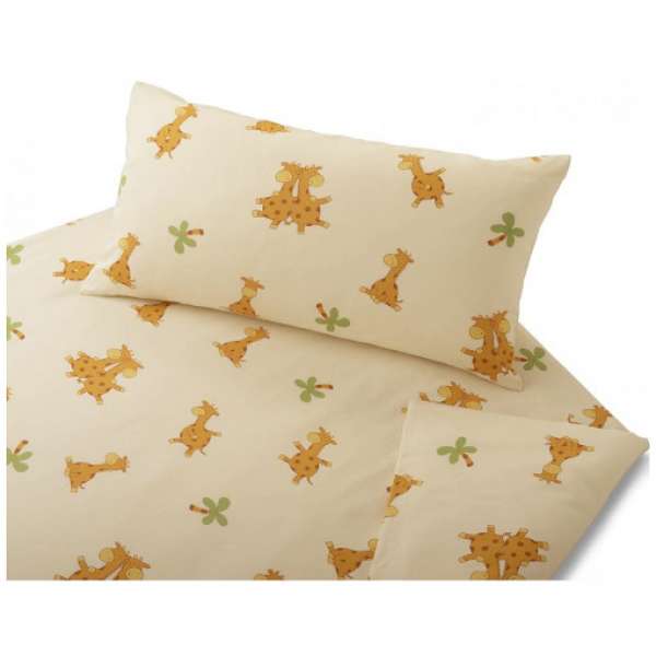 Cotonea Edelbiber Kinder-Wende-Bettwäsche Giraffe Bio Baumwolle kbA, 40x60+100x135